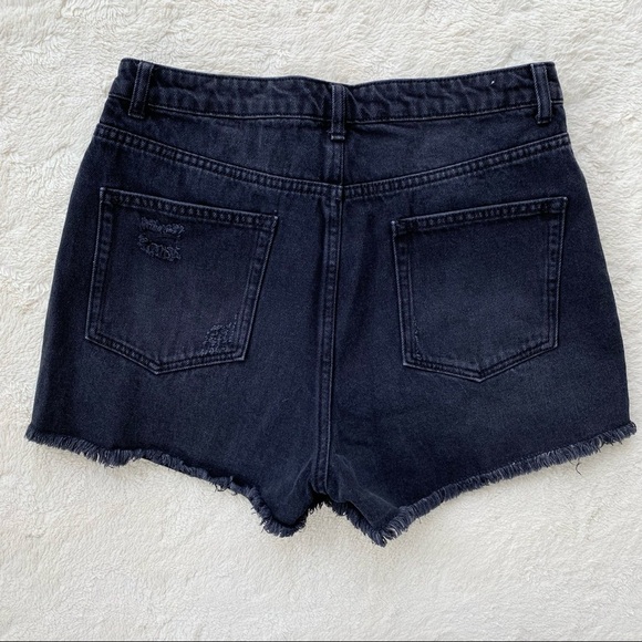 Wild Fable black distressed high rise denim shorts gray hem 100% cotton size 8 - Picture 2 of 7